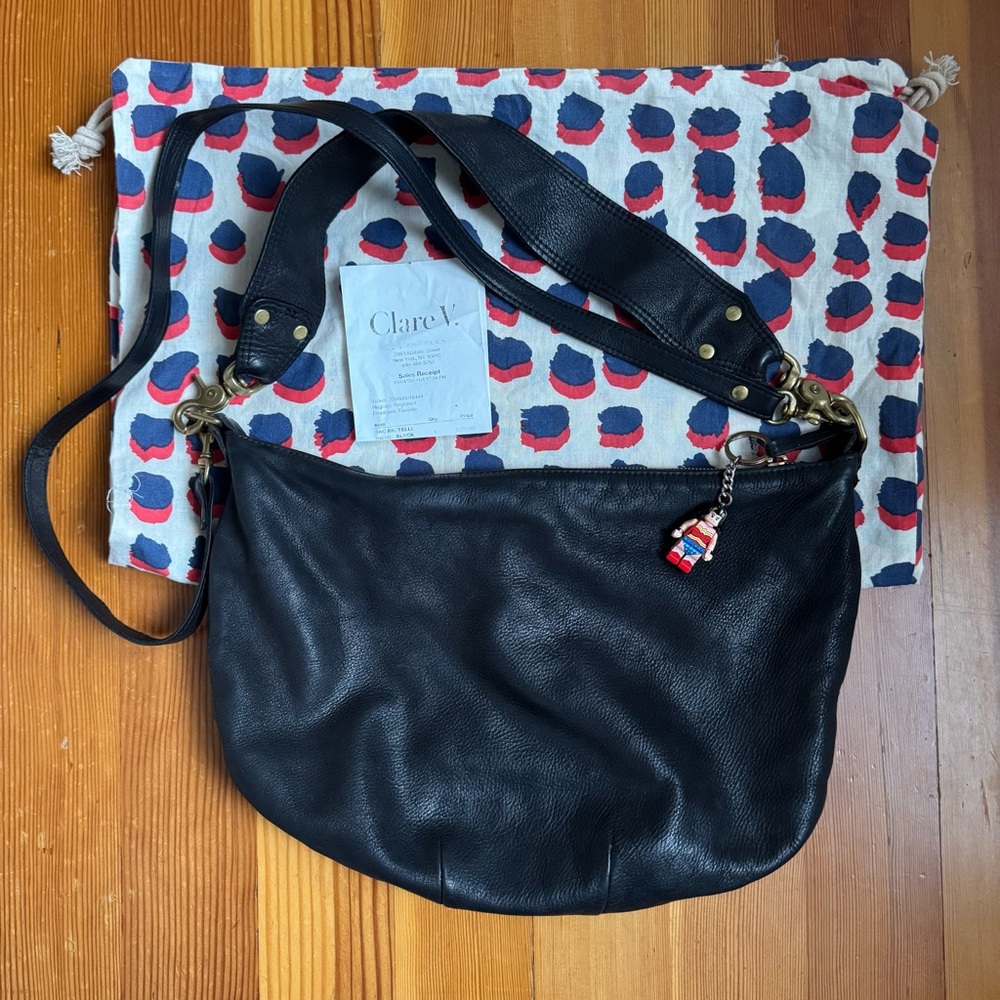 Clare V Black Leather Shoulder Bag